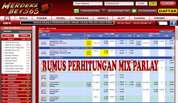 Rumus Menghitung Mix Parlay Bola 1x2 dan Kalah Setengah